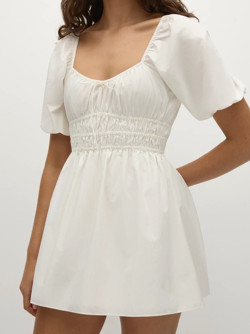 Faithful The Brand Sophia Mini Dress White 100% Cotton Summer A-Line